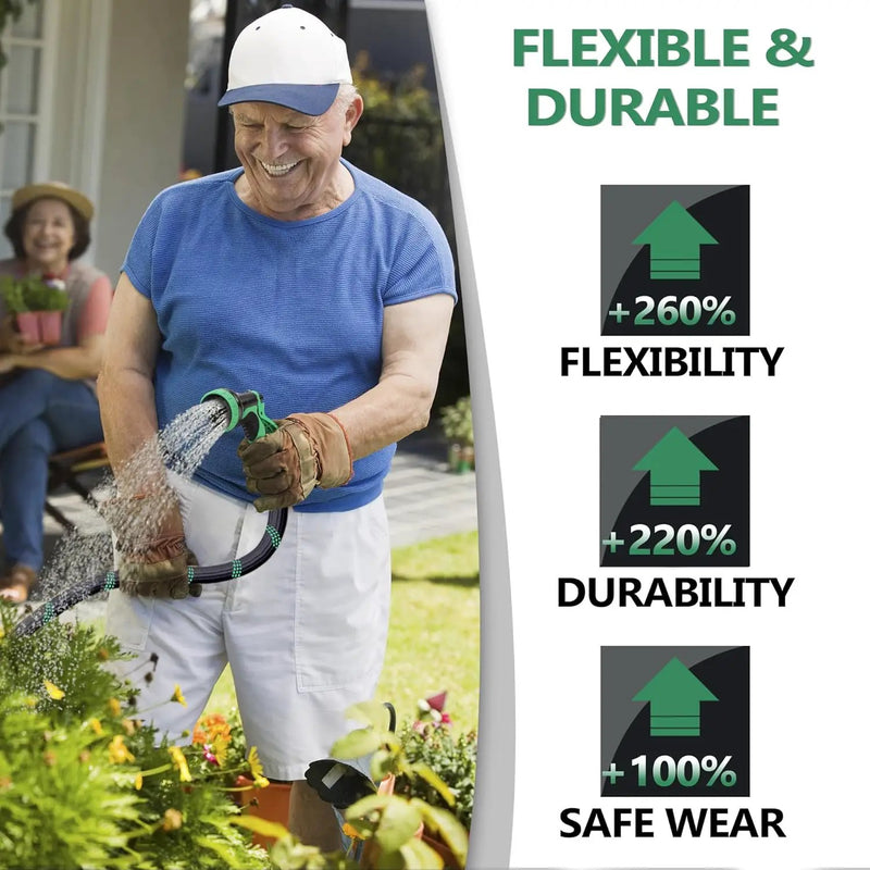 75 ft Garden Hose - 2025 New Upgraded Flexible Water Hose - Ultra Lightweight Kink-free Car Washing Pipe with 10 Function Sprayer and 3/4" Solid Brass Fittings - Durable,Leak proof Garden Hoses by GreenHaven Gardens