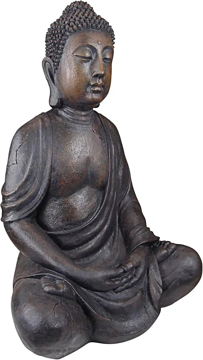 Design Toscano Meditative Asian Decor Grand Temple Indoor/Outdoor Garden Statue, Large, 40 inches tall, Cast Stone Resin, Dark Stone Finish by GreenHaven Gardens