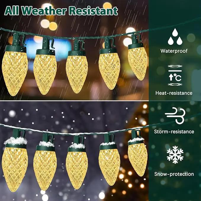 C9 LED Christmas Lights, 67FT 100 Bulbs Outdoor Christmas Decorations for House Waterproof String Lights Extendable Green Wire Fairy Lights for Patio Xmas Garden Party Wedding Indoor Warm White by GreenHaven Gardens