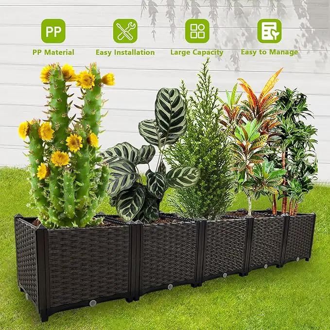 Large Planters for Outdoor Plants pots Elevated Garden Boxes Raised Garden Bed Garden Patio Balcony Deck to Planting Flowers Vegetables Tomato and Herbs by GreenHaven Gardens