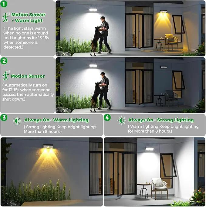 JSOT Solar Motion Lights Outdoor, 4 Modes Motion Sensor Lights Outdoor Waterproof IP65, 38LED Bright Wall Security Lighting for Outside Garage Garden Fence - Cool White 6Pack by GreenHaven Gardens