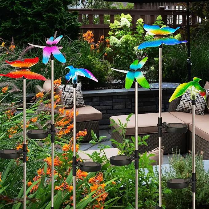 EiGreen 6 Pack Solar Garden Stake Lights Outdoor, Yard Figurine Stake Light, Flower Hummingbird Dragonfly Butterfly for Patio Yard Pathway Decoration (Garden) by GreenHaven Gardens