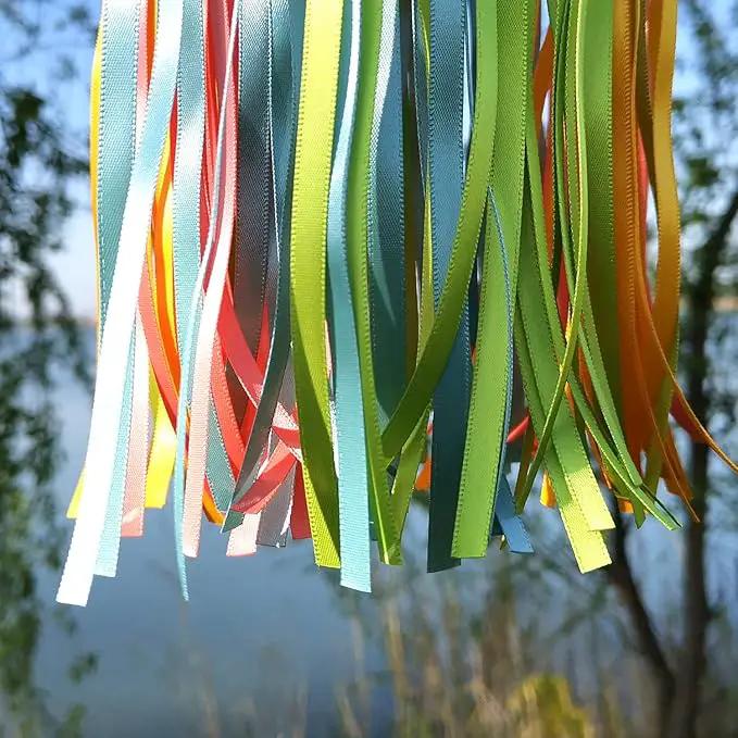 Satin Ribbon Windsock Streamer, Outdoor Decorations for Your Patio, Garden, Yard, Dock and Camper, 41-Inch, WS41-D-HHLL by GreenHaven Gardens