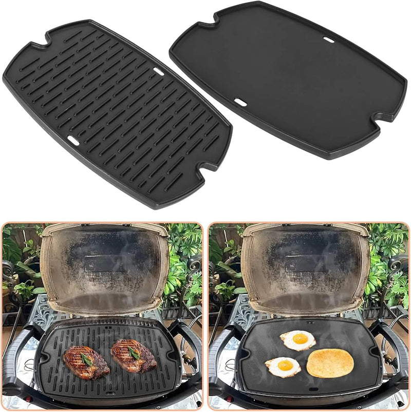 7582 Cast Iron Griddle for Weber Q1000 Grill, for Weber Q100 Q1000 Q1200 Q120 Q140 Q1400 Grill Parts, for 7582 Grate 6558 Full Size Griddle Inserts, Baby Q Replacement, Flat Top Plate Accessories by GreenHaven Gardens