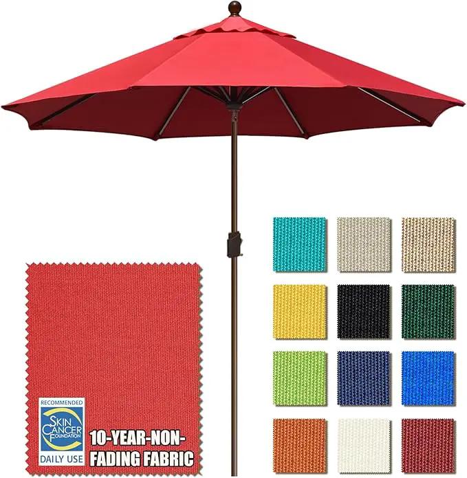EliteShade USA 10-Year-Non-Fading 9Ft Market Umbrella Patio Umbrella Outdoor Table Umbrella with Ventilation,Logo Red by GreenHaven Gardens