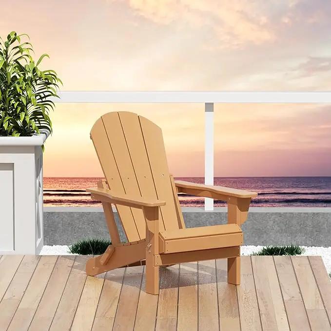 Westin Outdoors Laguna WO Home Outdoor Adirondack Folding Chair Lounger Seat Traditional Retro Home Furniture for Beach, Balcony, Backyard, Lawn, Patio, Pool, Deck, Garden (Teak) by GreenHaven Gardens