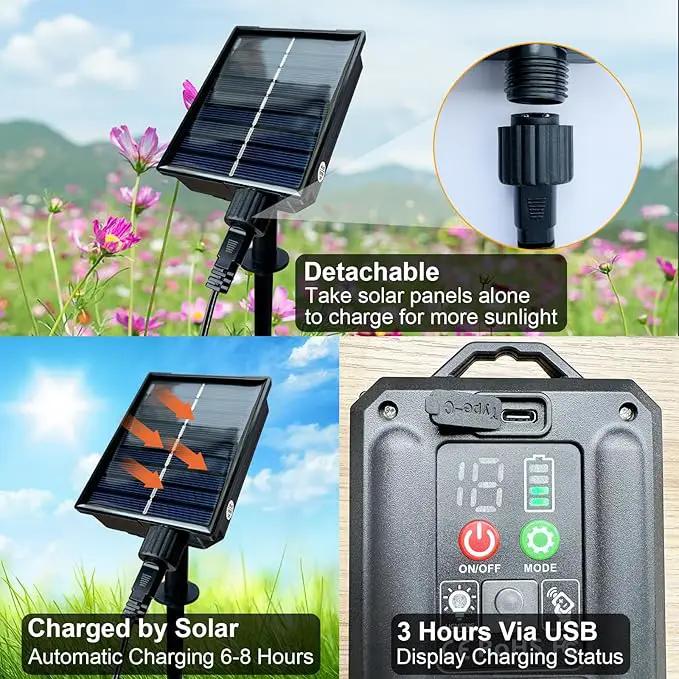 New Upgraded Solar Garden Lights, 6 Pack 48 LED Solar Firefly Lights Outdoor Waterproof, Solar & USB Charging, 8 Modes Swaying Light for Yard Pathway Patio Landscape Outdoor Decoration Lights by GreenHaven Gardens