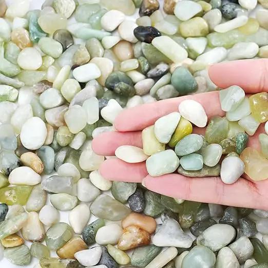 SIDONG 10 LB Jade Pebbles, 2/5 Inch Natural Decorative Polished Jade Stones, Jade River Rocks for Succulents, Cactus, Vases, Indoor Plants, Garden Landscaping, Bamboo by GreenHaven Gardens