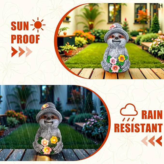 Solar Garden Outdoor Statues Sloth with 4 LED Lights,Lawn Decor Sloth Statue for Patio,Balcony,Yard,Lawn Ornament,Unique Gifts for Mom Grandma by GreenHaven Gardens