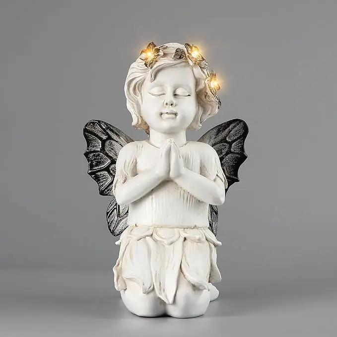 Leekung Angel Statues for Garden Decor - with Solar Powered Light Angel Garden Statues Outdoor Garden Sculptures & Statues Angels Figurines Memorial Praying Sculpture for Patio Lawn Yard Porch Gifts by GreenHaven Gardens