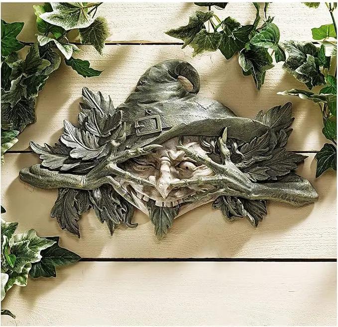Design Toscano Poison Ivy Forest Witch Greenman Wall Hanging Sculpture, 15.5" Wx2 Dx9.5 H, two tone stone by GreenHaven Gardens