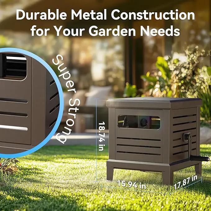 Hose Reel, Heavy Duty Hose Reel Box Hideaway Holds 100 ft x 5/8" Hose, Never-Leak System, Manual Crank Handle, Hose Guide, Stable Foot Pedal, Ideal for Yards, Patios, and Garden Sheds by GreenHaven Gardens