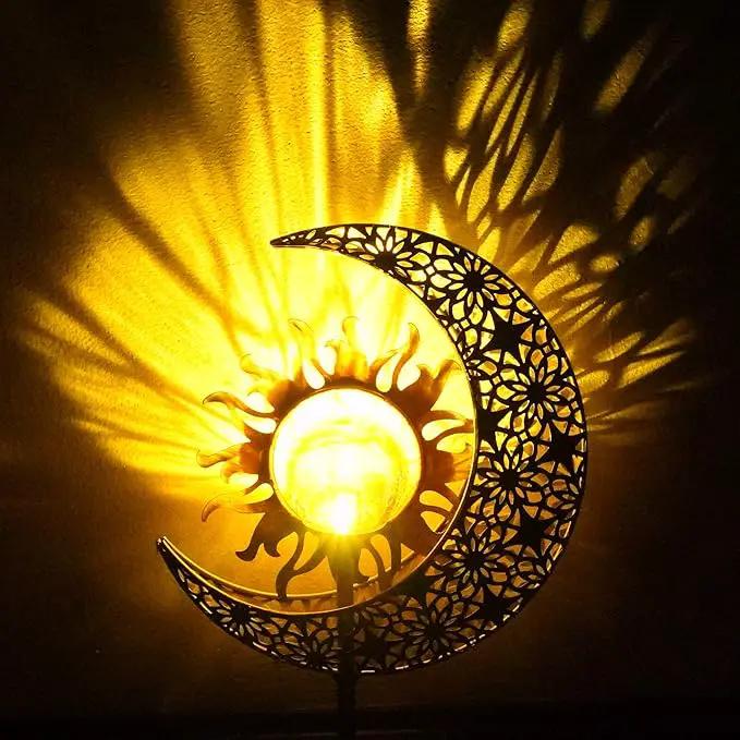 Solar Garden Statues Outdoor Decor, Moon Sun Figurine Light Stake, Housewarming Ornament for Patio, Lawn, Yard, Pathway - Unique Gift Ideas for Gardening Mom Grandma by GreenHaven Gardens