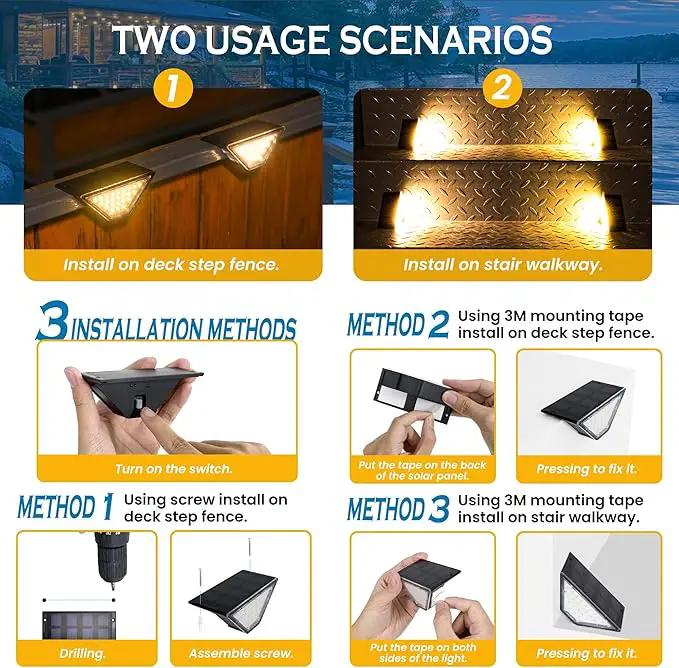 SOLPEX Solar Step Lights for Outside, 24 LEDs Solar Stair Lights Outdoor Waterproof Decor for Porch, Front Door, Stair, Step, Deck, Fence, Balcony, Patio, Wall, Yard, Garden(12 Pack, Warm White) by GreenHaven Gardens