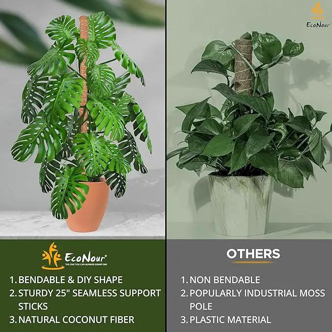 EcoNour Moss Pole for Plants – 28 inches (4 Pack) | Monstera Plant Support for Plant Climbing and Growth | Elevate Your Indoor Garden, Plant Support for Indoor Potted Plants to Grow Upwards by GreenHaven Gardens
