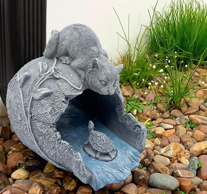 Teaeeno Cat Statues Decor Gutter Downspout Extension Decorative, Animal Statue Outdoor Decor, 3"×4" Rain Gutter Downspout Splash Block, Garden Splash Block Outdoor Sculpture, Rain Downspout Diverter by GreenHaven Gardens