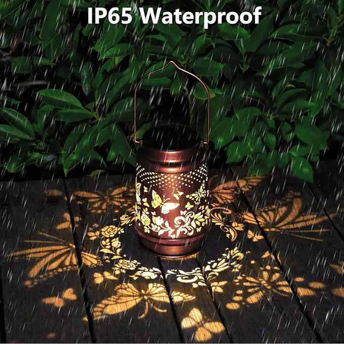 2 Pack Solar Butterfly Lanterns Outdoor Hanging Decor Lantern,Waterproof Hollow Out Retro Metal Decorative Garden Light,Graceful Decoration for Patio,Yard,Landscape,Festival by GreenHaven Gardens