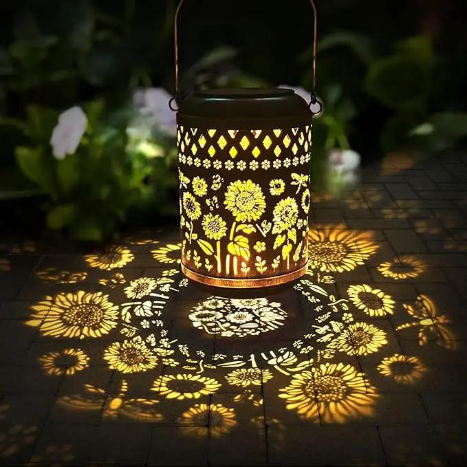 Kaixoxin 2 Pack Solar Garden Decor Metal Lantern Sunflower Table Lamp Bronze Outdoor Dercoration Great Gift for Women Mon Grandma Hanging Lights for Patio Courtyard Garden by GreenHaven Gardens