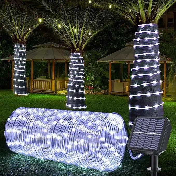 Solar Rope Lights, 66ft 200LED String, 8 Modes Waterproof Powered Outdoor, Flexible Clear Tube for Garden, Backyard, Patio, Deck, Porch, Pool, Tree Decorative - White by GreenHaven Gardens