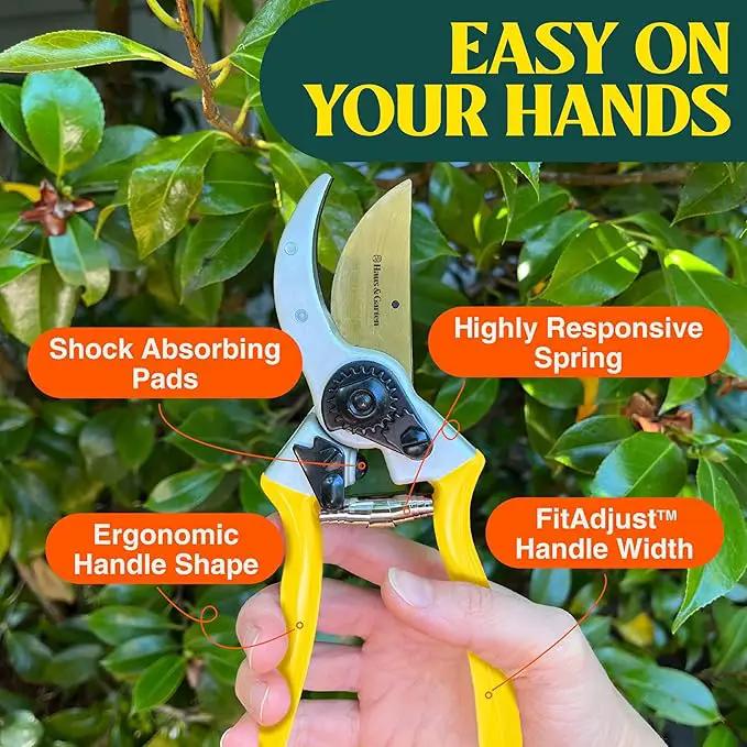Haus & Garten ClassicPRO 8.5" Premium Titanium Bypass Garden Shears - Use as Pruners, Pruning Shears for Gardening, Hand Pruners, Handheld Garden Clippers Scissors Tool by GreenHaven Gardens