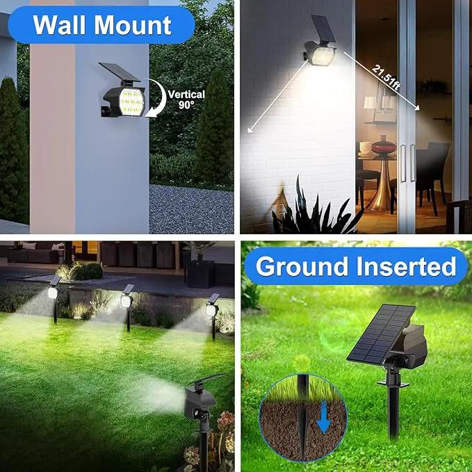 Solar Spot Lights Outdoor Waterproof IP67, 6 Pack - 50 LED Adjustable Solar Powered Landscape Spotlight with 3 Lighting Modes, Stake Light for Outside Yard Lawn Pathway Tree (Cool White) by GreenHaven Gardens