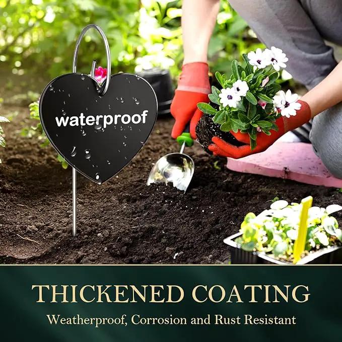 60-Pack Iron Metal Heart Shaped Garden Markers Weatherproof Metal Plant Labels Large Planting Seedling Stake Signs, for Seedlings Herbs Vegetable Greenhouse Gifts with White Marker Pen Labels by GreenHaven Gardens
