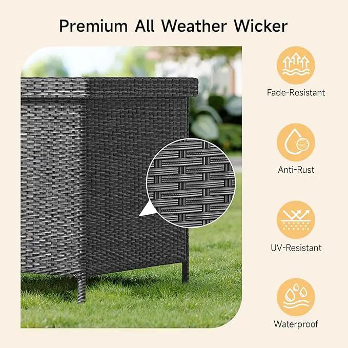 158 Gallon XL Deck Box with Lid, All Weather Wicker Outdoor Storage Box Waterproof, Large Outdoor Patio Storage Bin for Cushions, Garden Tools, Gears, Pool Accessories, Black by GreenHaven Gardens