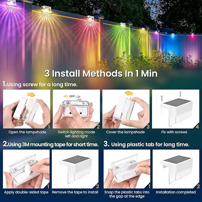 SOLPEX Solar Fence Lights Outdoor,Solar Deck Lights Waterproof Led Solar Lights for Outdoor Stairs,Step,Patio,Yard,Garden,Balcony and Porch,12 Pack Shell-Like Light Spots(White Shell,Warm White&RGB) by GreenHaven Gardens