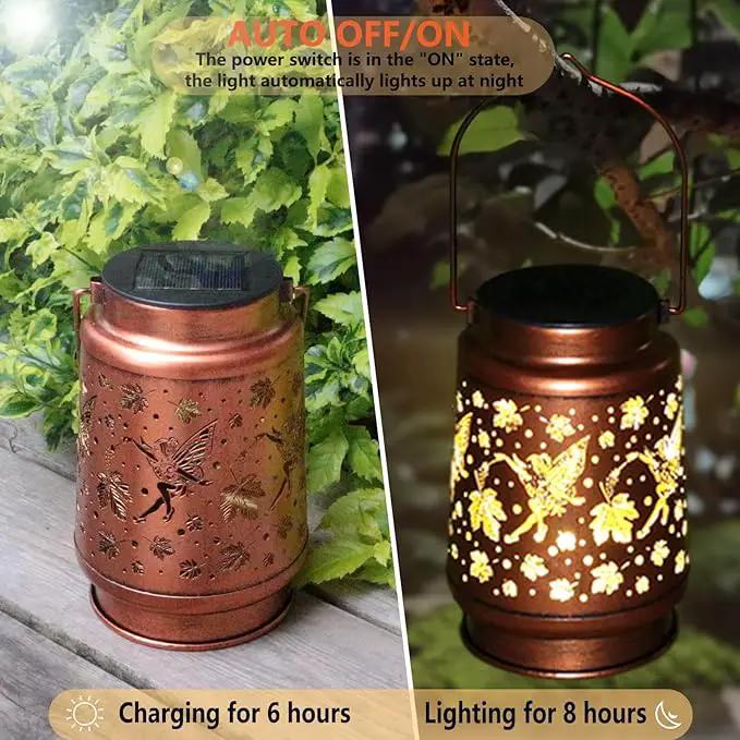 Solar Fairy Lanterns Outdoor Hanging Maple Leaf Decor Lantern,Waterproof Hollow Out Metal Decorative Garden Light,Graceful Decoration for Patio,Yard,Landscape,Walkway,Festival by GreenHaven Gardens
