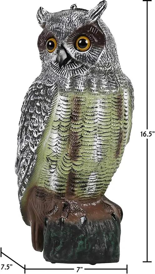 Galashield Owl Decoy | Plastic Owls to Scare Birds Away | Owl Statue for Garden & Outdoors 16.5" Tall by GreenHaven Gardens