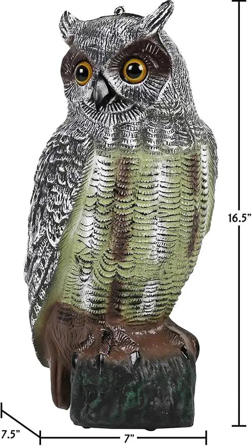 Galashield Owl Decoy | Plastic Owls to Scare Birds Away | Owl Statue for Garden & Outdoors 16.5" Tall [Pack of 2] by GreenHaven Gardens