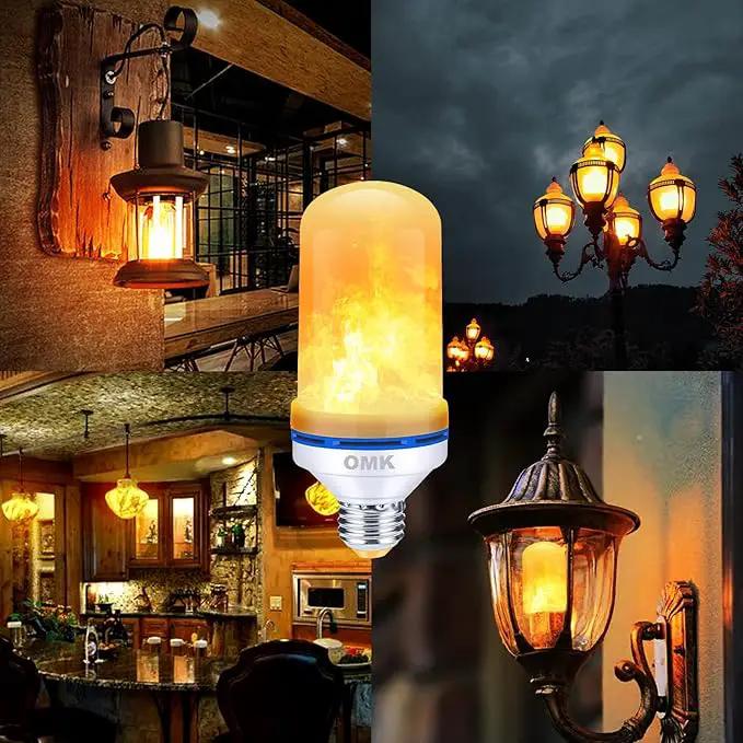 OMK Christmas Flame Effect Light Bulbs LED (6 Pack) Fire Light Bulb Flickering Light Bulbs for Porch Yard Outdoor Fake Fire Party Holiday Christmas Gifts Spooky Attractions Decoration by GreenHaven Gardens