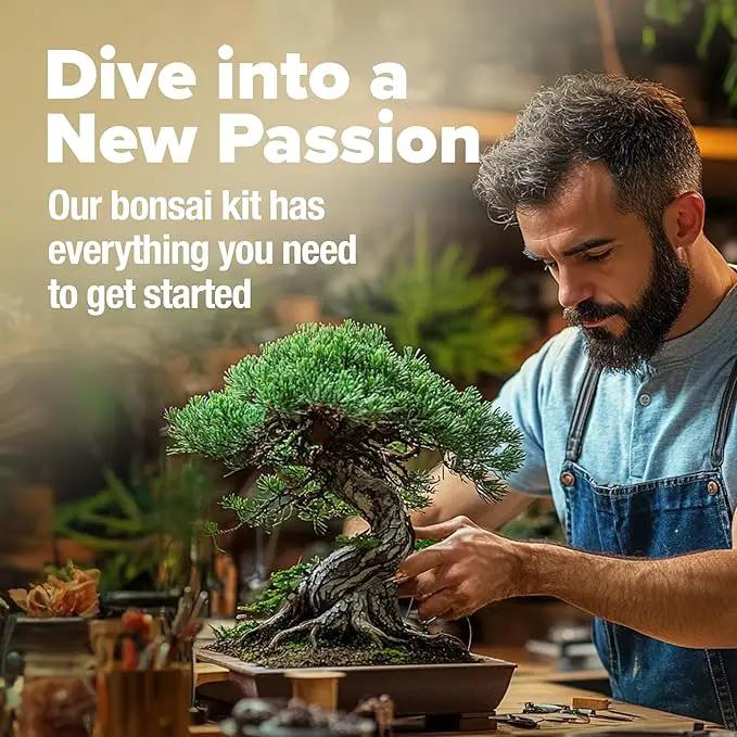 HOME GROWN Bonsai Tree Kit – Easy to Grow 4 Species of Bonsai w/Our Complete Plant Kit: Bonsai Pots & Peat Pellets Including a Bonus in-Depth Grow Guide - Great Gardening Gifts for Women and Men by GreenHaven Gardens