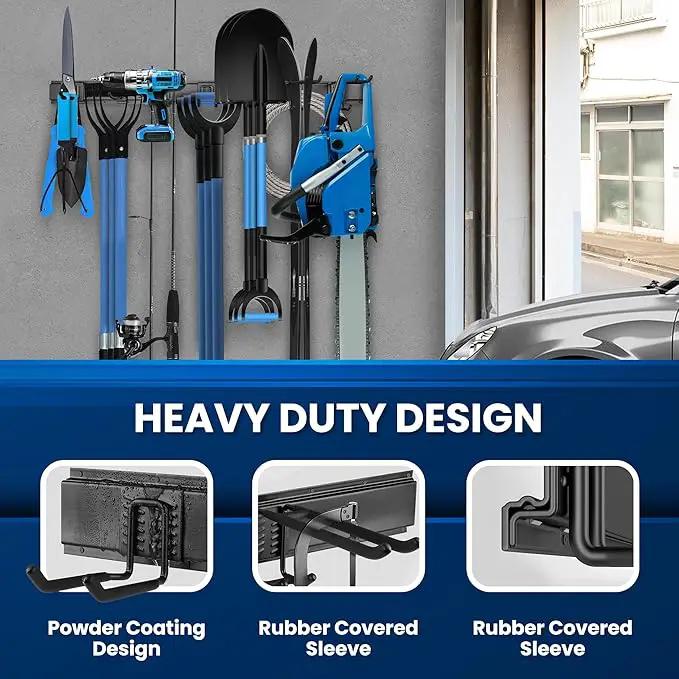 Garage Storage, Garage Organization, Garage Tool Organizer Wall Mount, Garden Tool Organization and Storage 32.1 Inches, Max 300lbs Adjustable Metal Hooks, Hangers Garden Yard Tool Rack, by GreenHaven Gardens