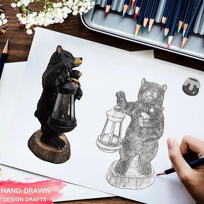 Garden Statues Bear with Solar Lantern, Outdoor Bear Figurines Decorations for Patio Yard Lawn Ornaments, Gifts for Mom/Grandma Birthday Housewarming by GreenHaven Gardens