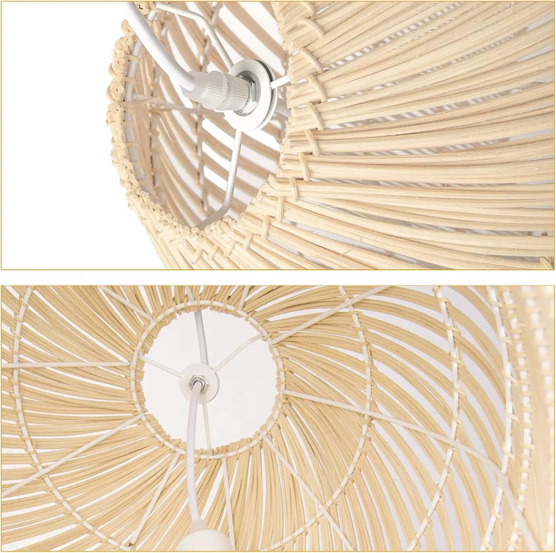 Arturesthome 1 Light Wicker Bell Pendant Lamp, Design Basket Rattan Woven Pendant Light Shades, Handmade Hanging Ceiling Lights Crafts Lampshade 16.5"*20.8" by GreenHaven Gardens