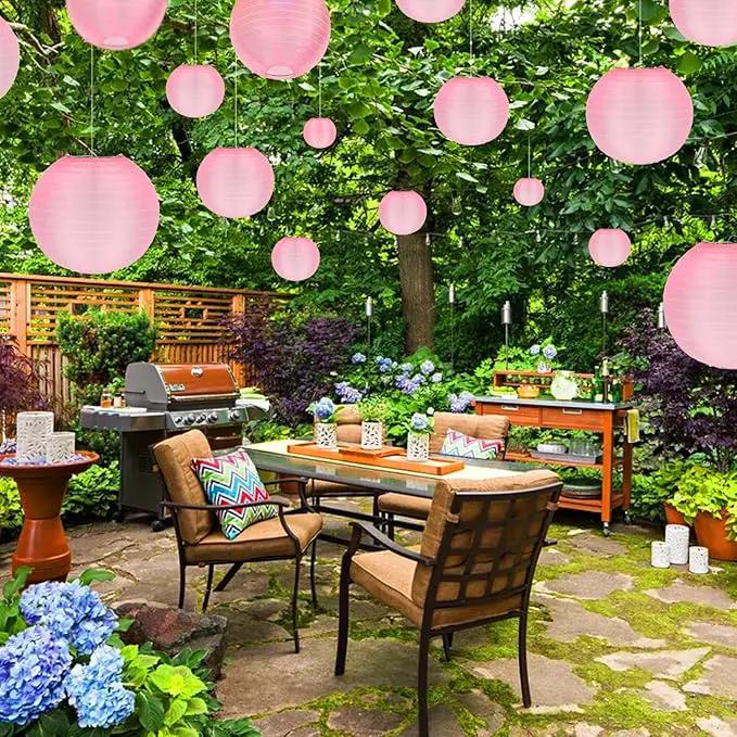 KNONEW 10 Pack Outdoor Silk Lanterns Decorative, 10inch Waterprooof Outside Indoor Chinese Hanging Round Lanterns for Weddings, Birthdays, Parties Decoration (Pink) by GreenHaven Gardens
