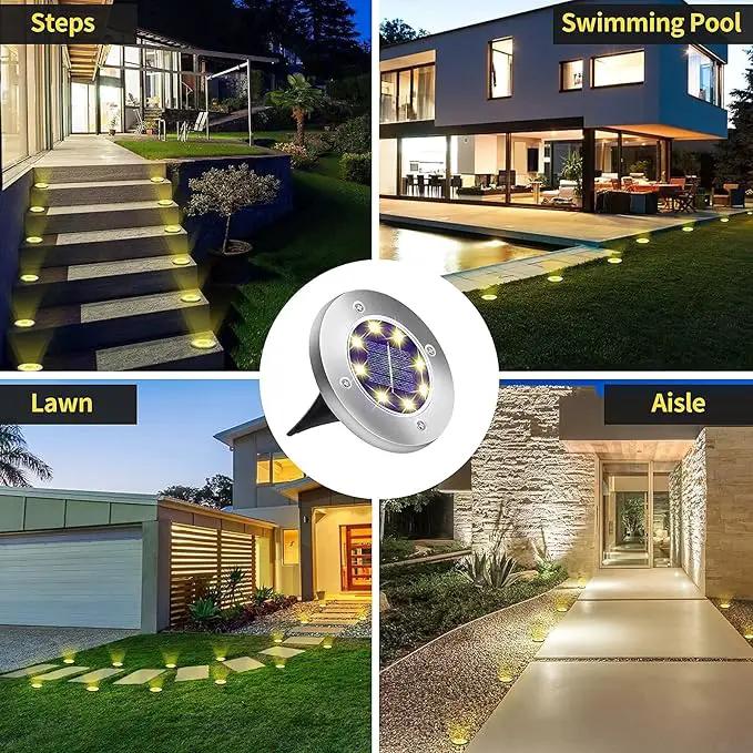 Aogist Solar Ground Lights 12 Packs, 8 LED Solar Garden Lights, Waterproof Outdoor Solar Disk Lights, In-ground Outdoor Landscape Lights for Pathway Yard Walkway Patio Lawn Path (Warm White) by GreenHaven Gardens