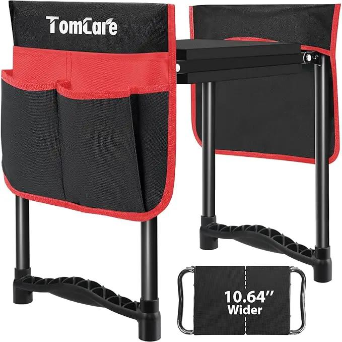 TomCare Garden Kneeler and Seat 10.64” Wider Larger Soft Kneeling Pad Garden Bench with 2 Large Tool Pouches Heavy Duty Garden Stool Foldable Tools Gardening Gifts for Women Men Gardeners,Black by GreenHaven Gardens