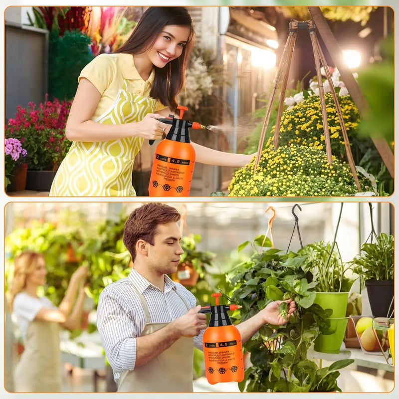 3 Pcs 1/2 Gallon Plastic Handheld Pump Sprayer – Garden Pressure Sprayer Bottle with Adjustable Nozzle for Plants, Cleaning, Household Tasks – Orange by GreenHaven Gardens