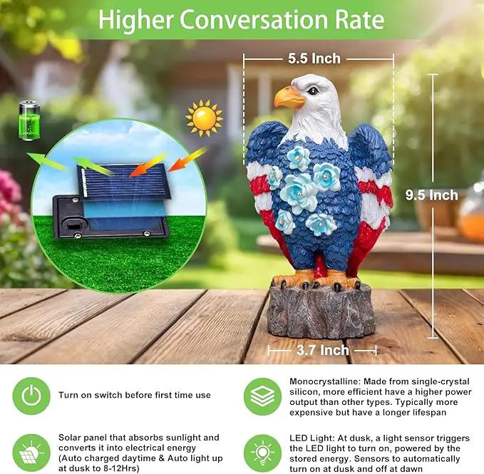 TAKE ME Gardening Gifts Birthday Gifts for Women Garden Outdoor Decor Amercian Eagle Solar Lights Outdoor Eagle Lovers Womens Gfits for Patio, Yard (America Eagle) by GreenHaven Gardens
