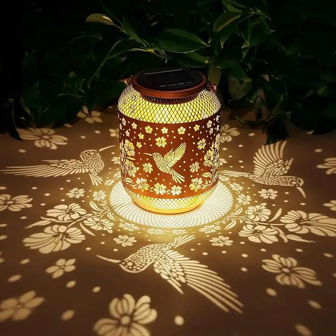 2 Pack Solar Lanterns Outdoor Waterproof Hummingbird Garden Decor Birthday Gifts for Women Mom Grandma Hanging Solar Lights Metal Decoration Outside for Yard, Patio, Backyard, Porch, Pathway by GreenHaven Gardens