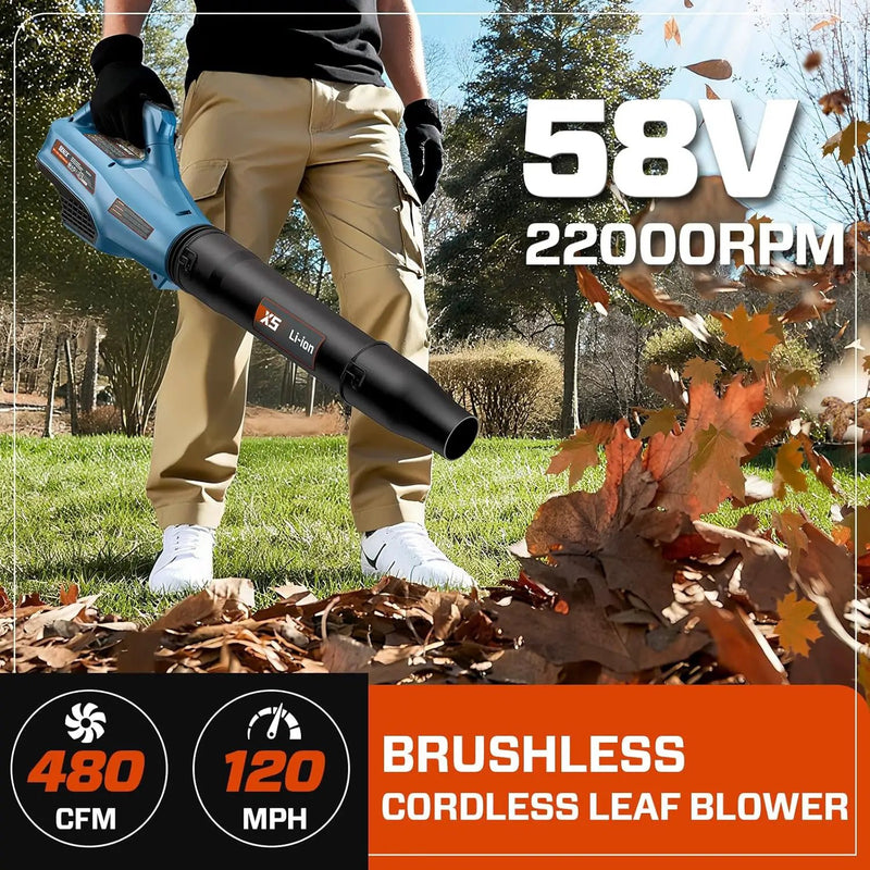 SENIX X5 58V MAX* 2-Piece Cordless Yard Tool Combo Kit with 11“/13" Brushless String Trimmer Weed Wacker,520CFM 3-Speed Leaf Blower,Includes 2.5Ah Battery & Charger (S5K2B1-01) by GreenHaven Gardens
