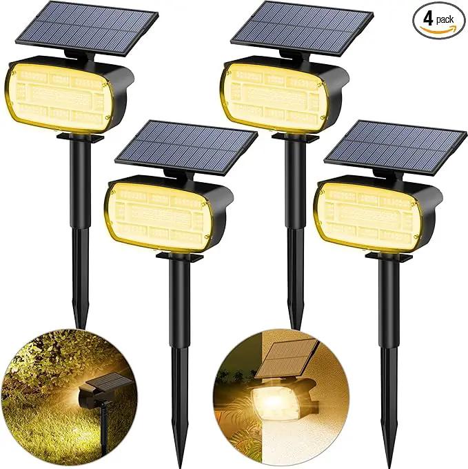 Fabrito Solar Spot Lights Outdoor 136 LEDs, Large Area Lighting Solar Lights Outdoor, 4 Pack IP65 Waterproof Landscape Spotlights Auto On/Off for Yard, Garden, Pathway, Plants,Tree (Warm White) by GreenHaven Gardens