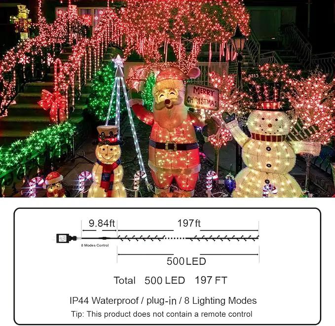KNONEW 197FT 500 LED Christmas Lights Outdoor String Lights 8 Modes & Time Memory Fairy Light Plug in Waterproof LED String Lights for Xmas Yard Tree Wedding Party Holiday Decorations (Red) by GreenHaven Gardens