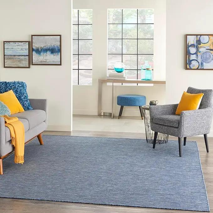 Nourison Positano Indoor-Outdoor Navy Blue 8' x 10' Area Rug, Easy Cleaning, Non Shedding, Bed Room, Living Room, Dining Room, Backyard, Deck, Patio (8x10) by GreenHaven Gardens