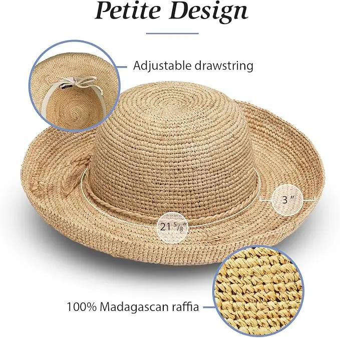 Wallaroo Hat Company – Women’s Petite Catalina Sun Hat – Wide Brim, Natural Fiber, Adjustable Sizing for Smaller Crown Sizes by GreenHaven Gardens