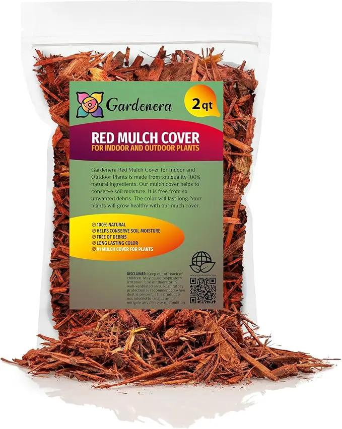 Organic Red Mulch by Gardenera - Boost Soil Health and Suppress Weeds for Thriving Plants - 2 QUARTS by GreenHaven Gardens
