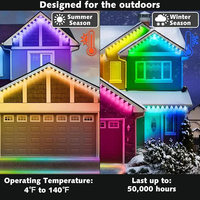 400FT Permanent Outdoor RGB Lights,IP67 Waterproof Smart LED Eaves Lights with App/Remote Control,for Christmas and All Holiday Decor,Daily and Accent Lighting,House Roof and Garden Lighting by GreenHaven Gardens