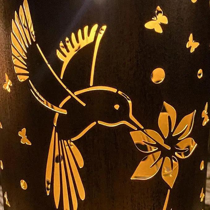 4 Packs Solar Lanterns Outdoor Hanging Lantern Lights, 4 Hummingbird Hollowed-Out Metal Decor Lantern, Waterproof LED Decorative Garden Light Gifts by GreenHaven Gardens
